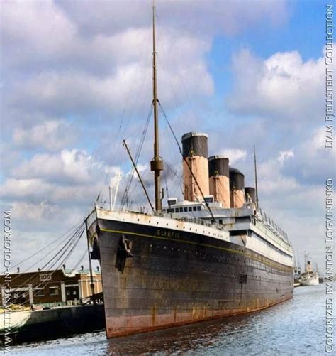 A colorized photo of Olympic while she was held up before scrapping Rms Titanic, Titanic History ...