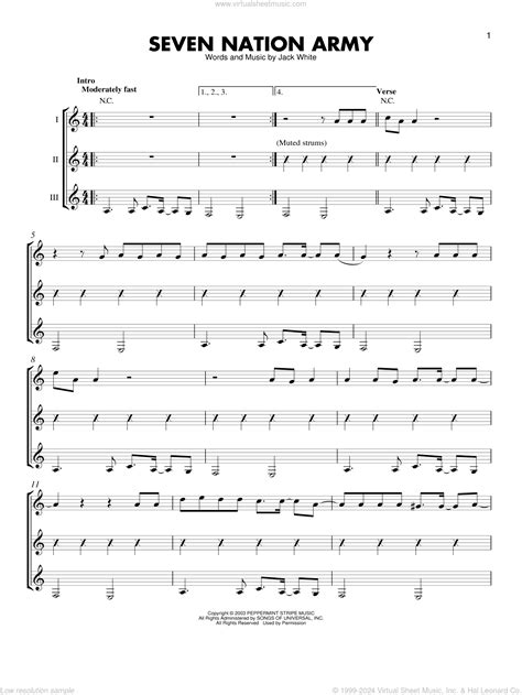 Stripes Seven Nation Army Sheet Music For Guitar Solo (easy Tablature) | ubicaciondepersonas ...