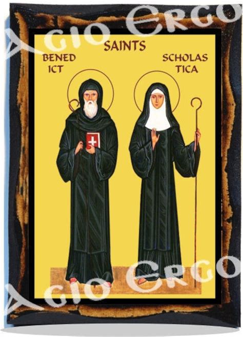 Saint Benedict and Saint Scholastica Catholic Icon on Wood - Etsy