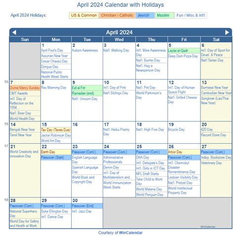 Wincalendar April 2024 Landscape - Matti Shelley