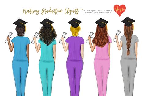 Graduation College Girl Clip Art, Nurse Nursing clipart (603414) | Illustrations | Design Bundles