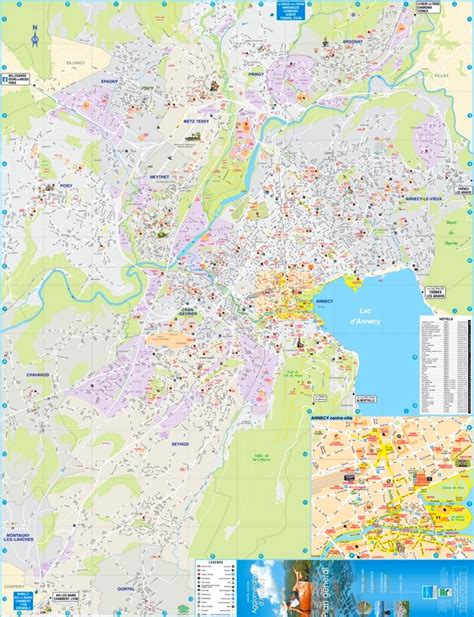 Large detailed tourist map of Annecy