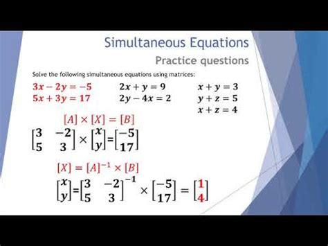 Matrices and Simultaneous Equations - YouTube