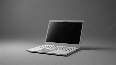 White Screen Laptop In 3d Render With Background Illustration, Computer ...