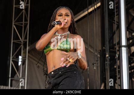 Rapper KALI performing at Breakout Festival at the PNE Amphitheatre in ...