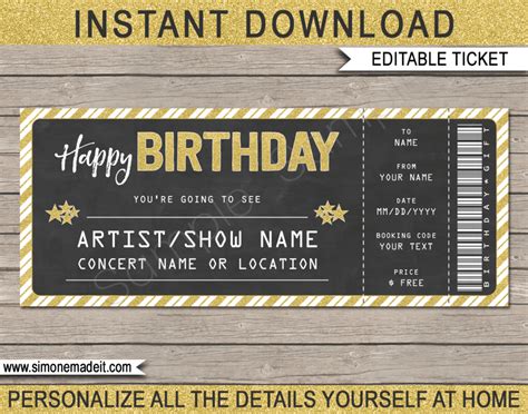 Printable Concert Ticket Gift Template Free - Printable Templates