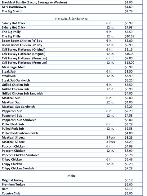 Sheetz Menu Prices - Free business ideas