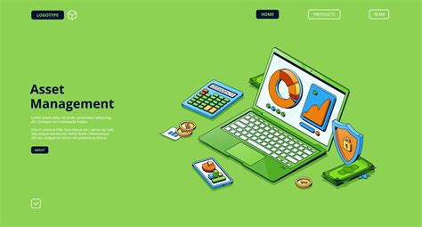 Asset management isometric landing page, analytics 14778663 Vector Art at Vecteezy