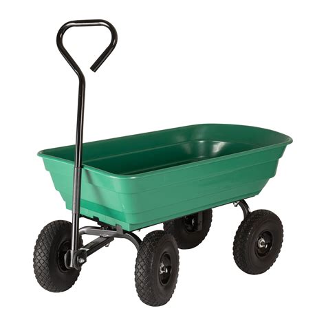 Garden Wagon Green Poly Tray Flat Free Tires Durable Lawn Barn Farm ...