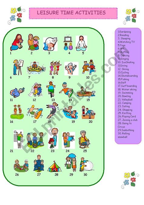 LEISURE TIME ACTIVITIES - ESL worksheet by derin