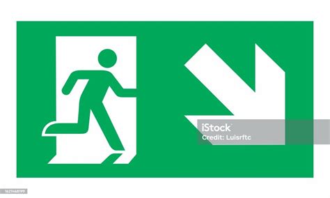 Green Emergency Exit Sign Stock Illustration - Download Image Now ...