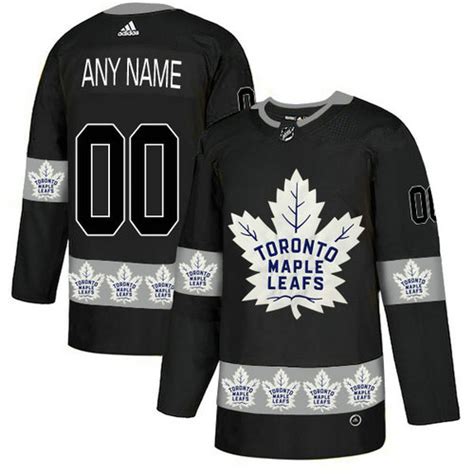 Men's Toronto Maple Leafs Custom Black Team Logos Fashion Adidas Jersey ...