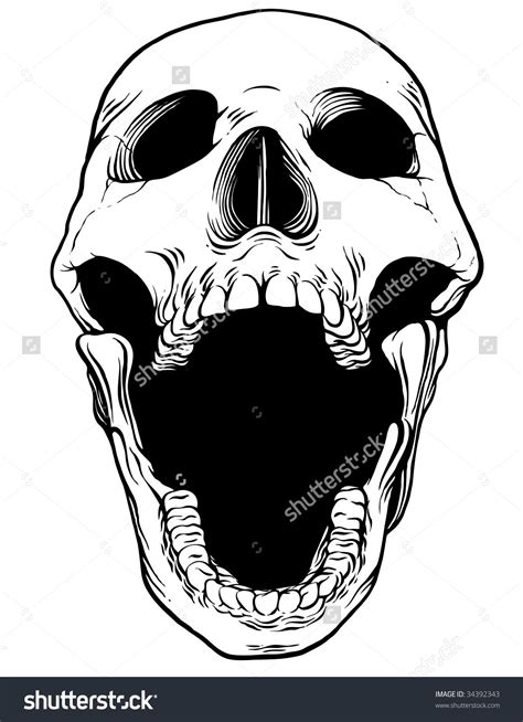 Screaming Skull Stock Photos, Images, & Pictures | Skull drawing, Skull sketch, Screaming skull