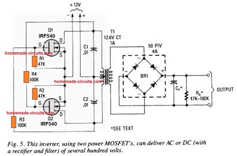 Simple Inverter Circuit From 12 V Up To 120v Elevated Power Amplifier ...