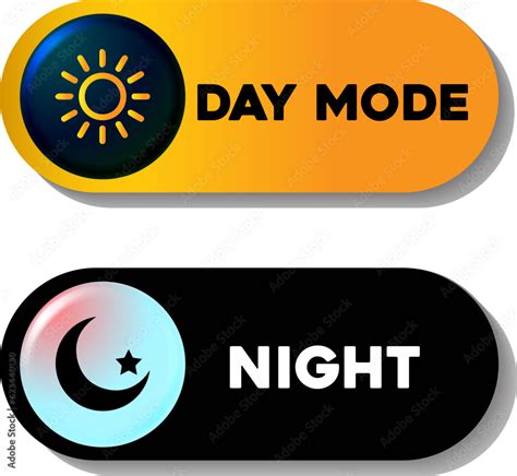 Vector button with night mode and day mode on white background. Stock ...