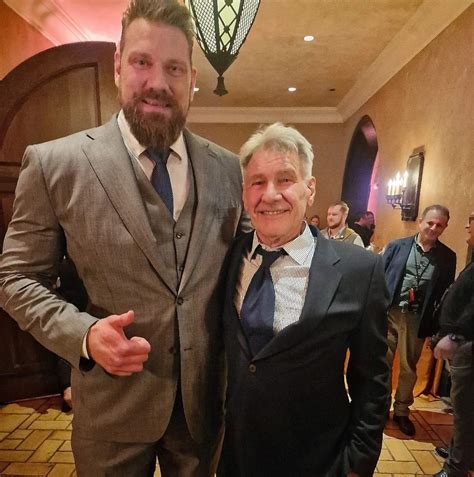 Olivier Richters (The Dutch Giant) 7'2" towering over 6'1" Harrison Ford at an Indiana Jones ...