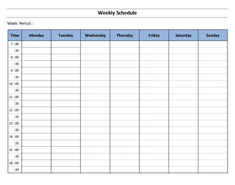 Template Weekly Schedule Printable