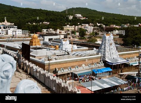 High angle view of a temple, Tirumala Venkateswara Temple, Tirumala ...