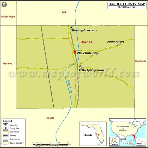 Hardee County Map, Florida | County map, County seat, Peace river