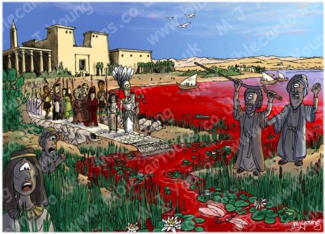 Exodus 07 - The Ten plagues of Egypt - The plague of blood | Bible Cartoons