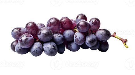 Fresh cluster of dark red grapes on transparent background 27143768 PNG