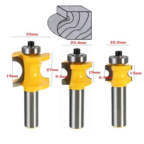 3Pcs/Set Bit Bullnose Router Bit Set C3 Carbide Tipped 1/2" Shank Woodworking Milling Tools-in ...