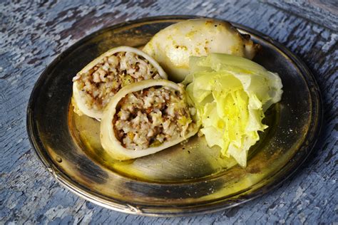 Stuffed Squid Slices On Plate Free Stock Photo - Public Domain Pictures