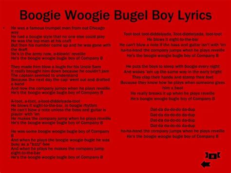 PPT - Boogie Woogie Bugel Boy Lyrics PowerPoint Presentation, free download - ID:3014711