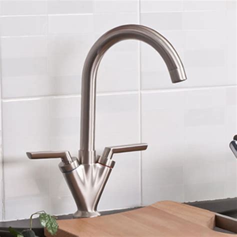 Luxury Brushed Steel Swivel Spout Kitchen Tap Modern Sink Monobloc Faucet : iBathUK: Amazon.co ...