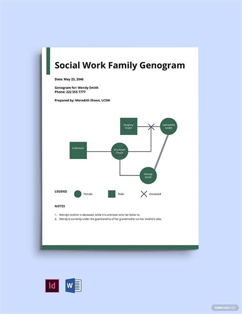 Social Work Family Assessment Genogram Template in InDesign, Word, Google Docs, Pages - Download ...