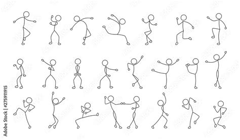 dancing people, freehand drawing, sketch, stick figure man pictogram ...