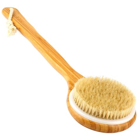 Buy H&S Body Brush Back Scrubber Long Handle Bath Shower Brush Natural Bristles Dry Skin ...