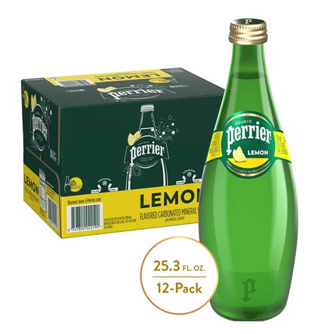 Perrier Lemon Flavored Carbonated Mineral Water, 25.3 fl oz. Glass Bottle (12 Count) - Walmart ...