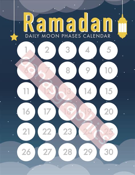 Ramadan Moon Phases Calendar | Etsy