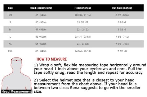 Sena Helmet Size Chart