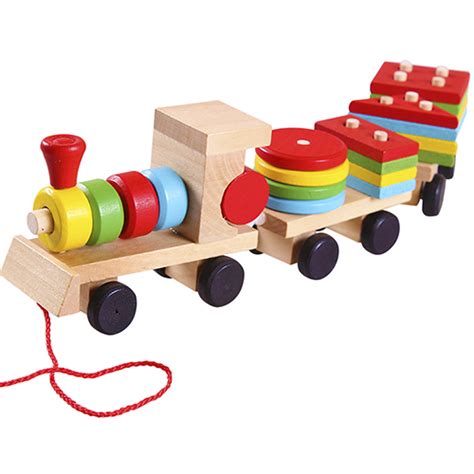 Kids Wooden Blocks Train Set – 20 Blocks Set – Baby Links