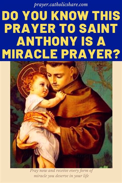 This Prayer to St. Anthony is known as the "Miracle Prayer" | Novena ...