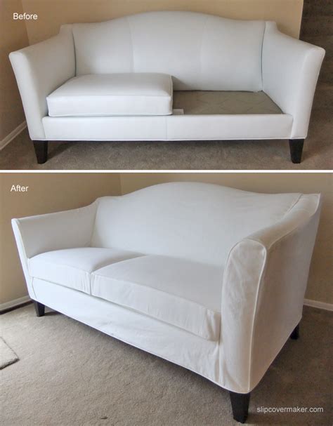 White Denim Slipcover for Ethan Allen Leather Sofa | The Slipcover Maker