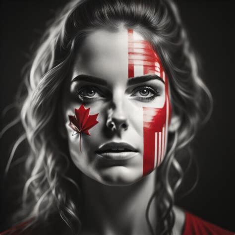 Premium Photo | A woman with a canadian flag painted on her face.