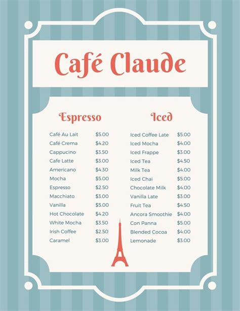 Free printable and customizable French menu templates | Canva