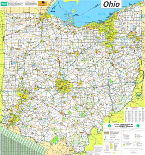 Large Detailed Tourist Map of Ohio With Cities and Towns