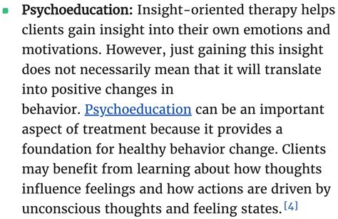 Techniques of Insight-Oriented Therapy : Psychoeducation : r/childhood ...