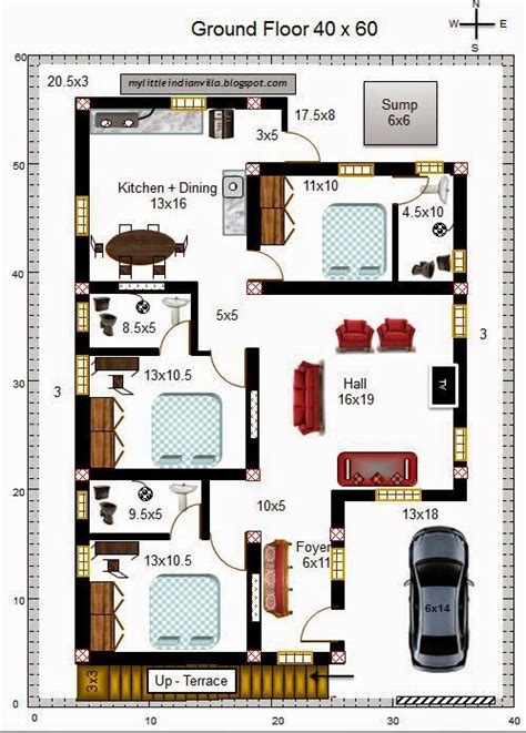 House Plans for 50x30 South Facing Plots