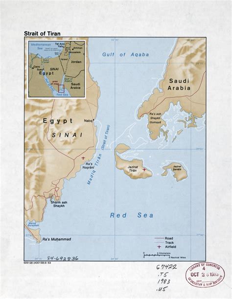 Map of the Strait of Tiran. By US Central Intelligence Agency (1983) : MapPorn