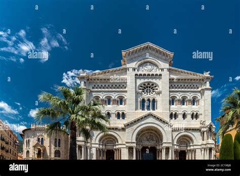 Exterior of the Monaco Cathedral (Cathedrale de Monaco) in Monaco-Ville ...