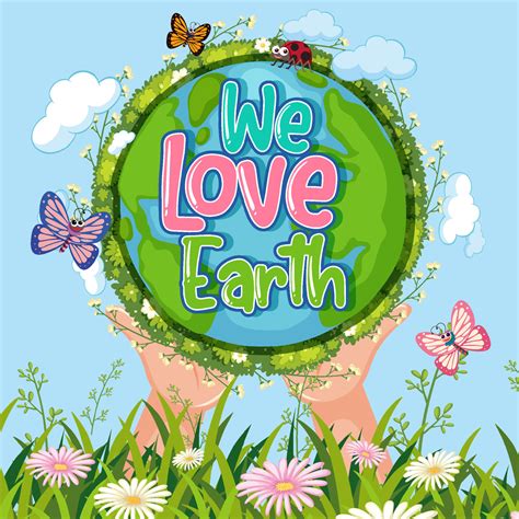 We Love Earth banner with nature elements 5925456 Vector Art at Vecteezy