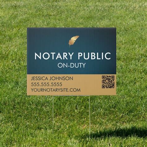 Elegant Blue & Gold Notary Public QR Outdoor Yard Sign | Zazzle | Notary public, Notary, Public