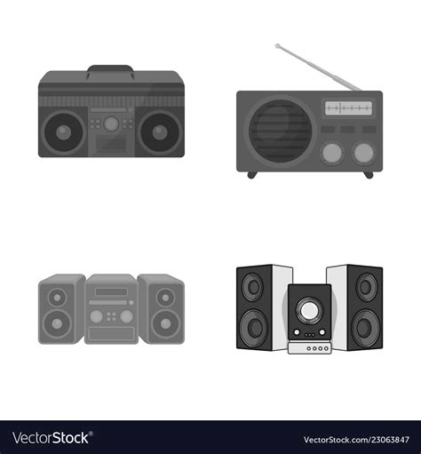 Design of boombox and sign collection Royalty Free Vector