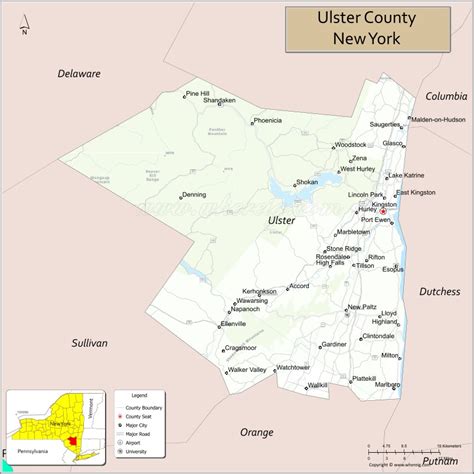 Map of Ulster County, New York - Where is Located, Cities, Population ...