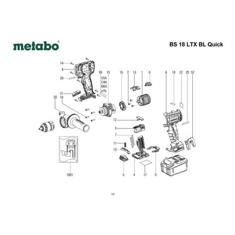 Metabo Spare Parts for Cordless Drill BS 18 LTX BL Quick